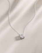 925 Sterling Silver Square Zircon Pendant Necklace