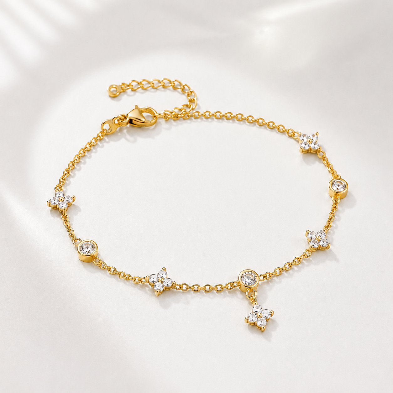 Lumière 925 Sterling Silver Zircon Anklet