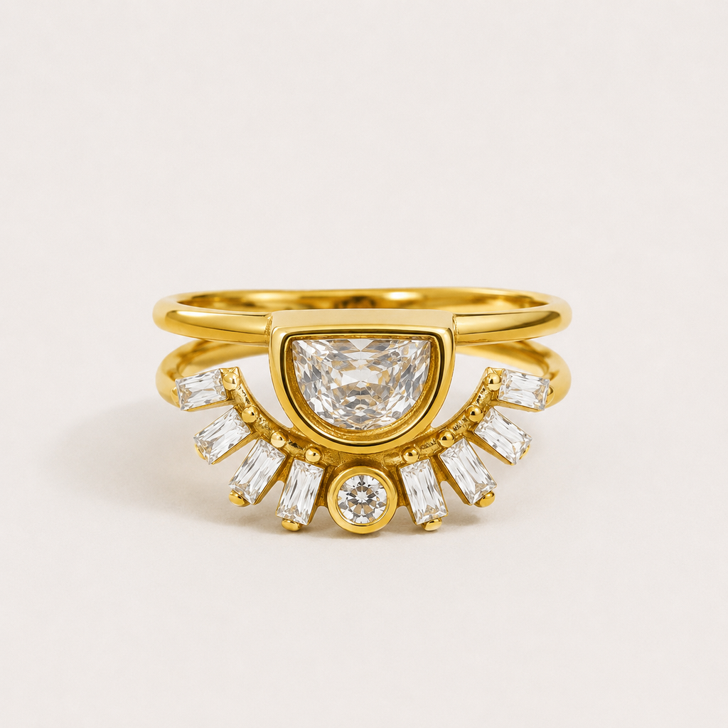 Eleganter Sonnenstrahl Goldring