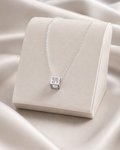 925 Sterling Silver Square Zircon Pendant Necklace