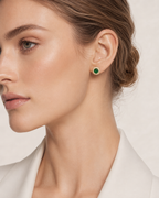 925 Sterling Silver Green Solitaire Stud Earrings