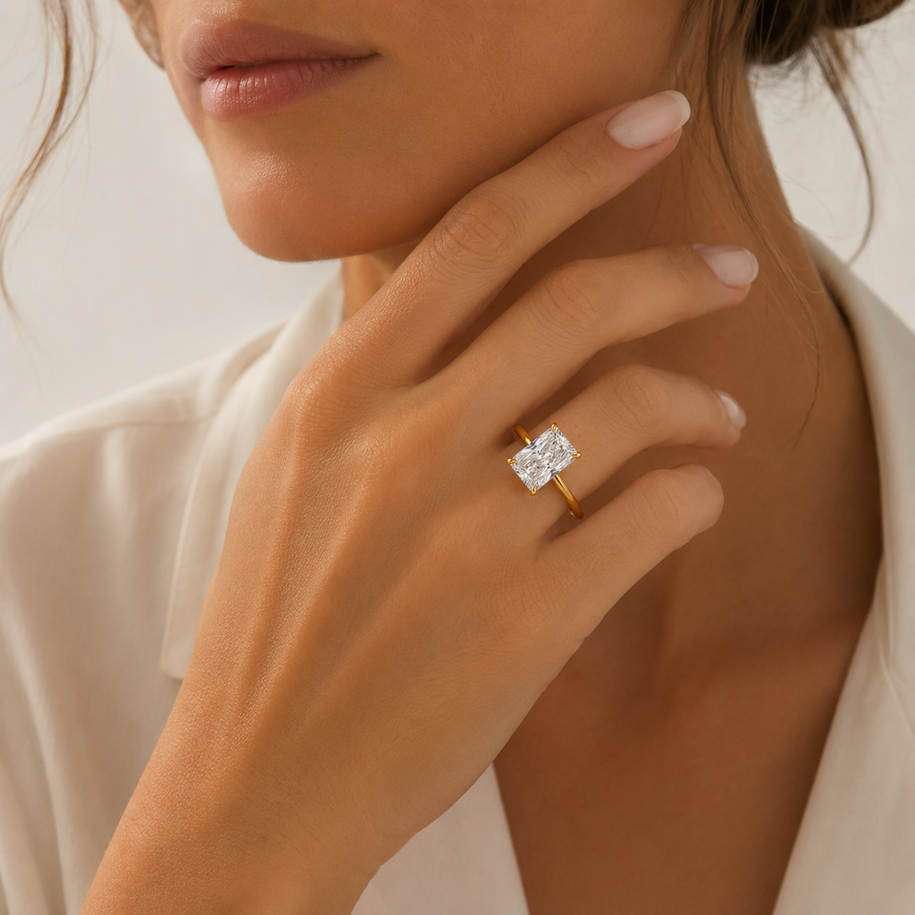 Radiant Rectangular CZ Solitaire Ring