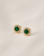 925 Sterling Silver Green Solitaire Stud Earrings