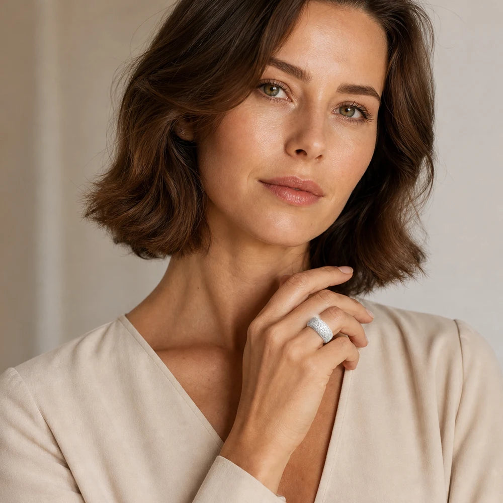 White CZ Pavé Sterling Silver Band Ring