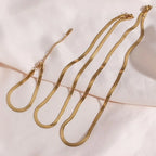E.B.belle Stainless Steel Waterproof Herryingbone Chain Necklaces For Women Minimalist Gold Plated Blade Chain Bracelet Anklets