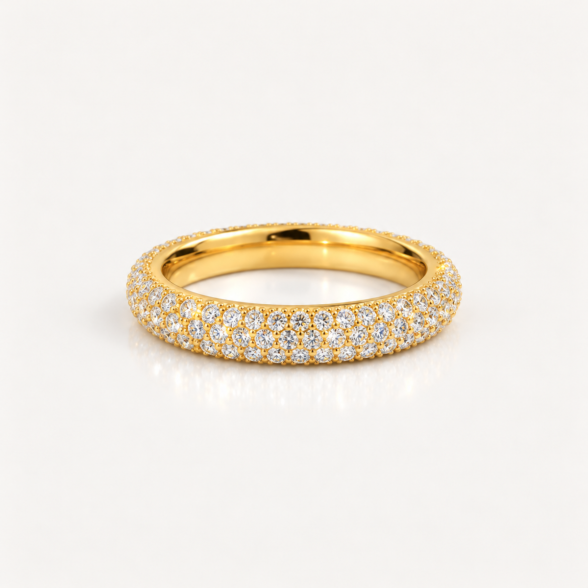 S925 Sterling Silver Pavé Moissanite Band Ring – Platinum Plated