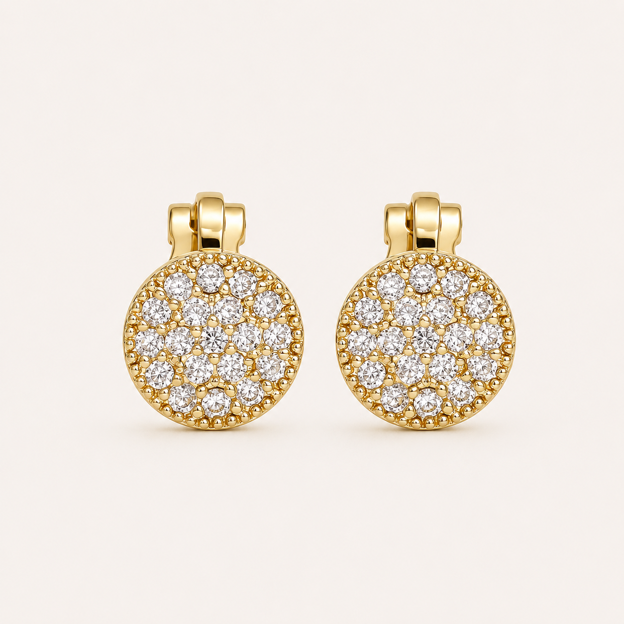 Éclat Circle Gold-Tone Zircon Clip-On Earrings