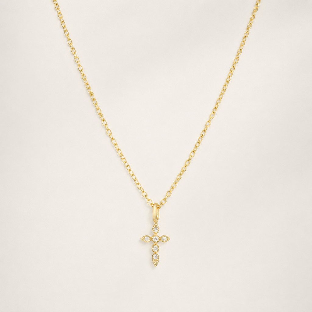 Celestial Cross Necklace in 925 Sterling Silver