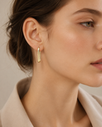 925 Sterling Silver Gold U-Shaped Hoop Earrings