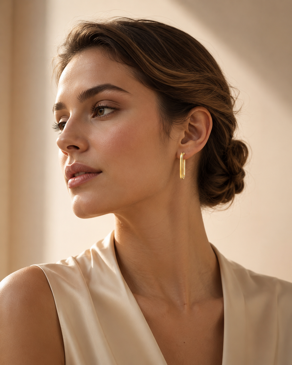 925 Sterling Silver Gold U-Shaped Hoop Earrings