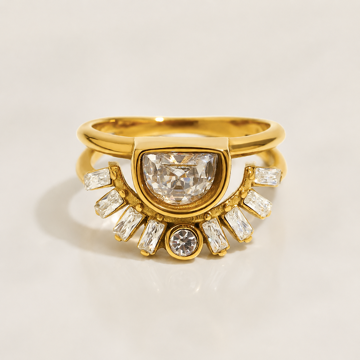 Elegant Sunburst Gold Ring