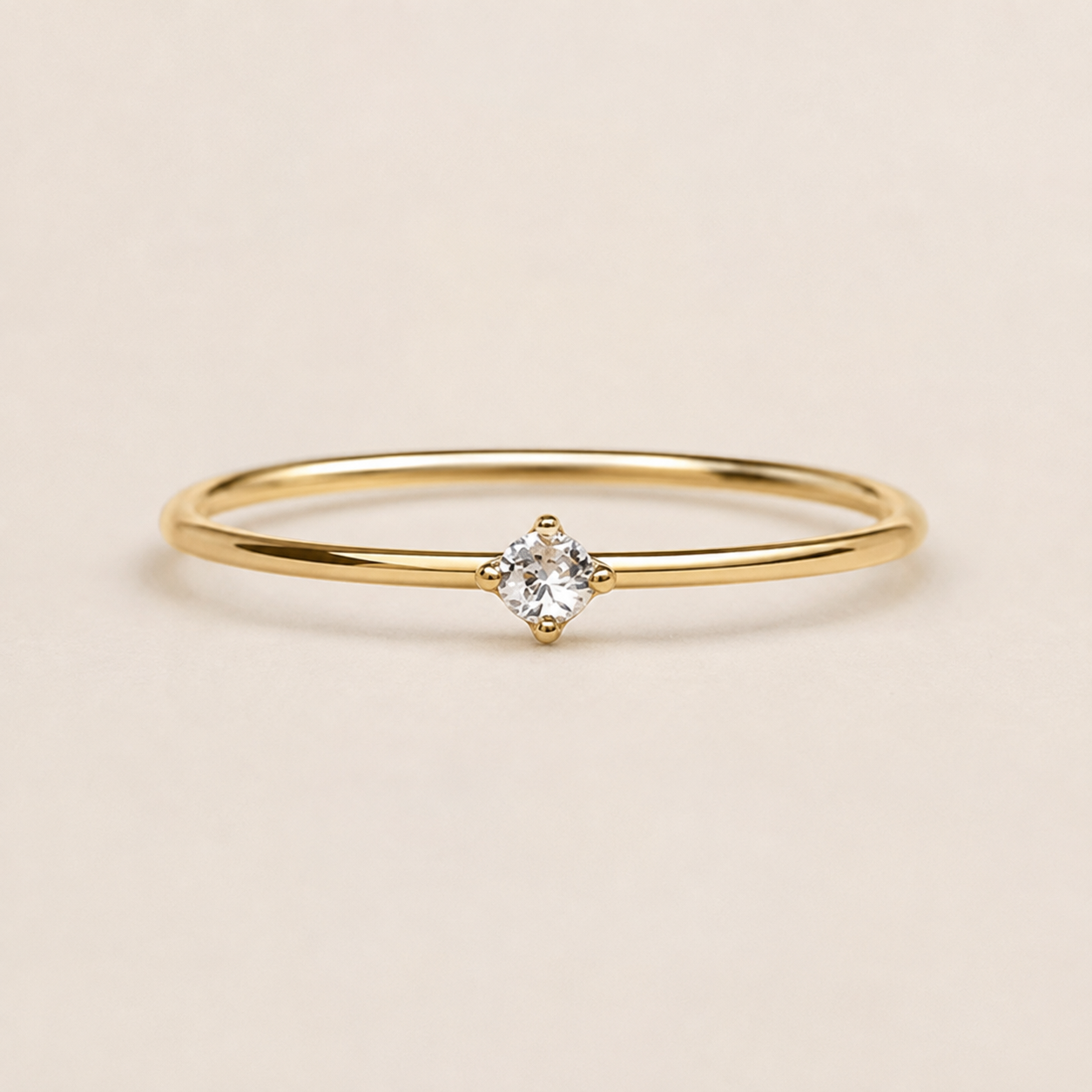 Delicate Round Zircon Ring — 925 Sterling Silver