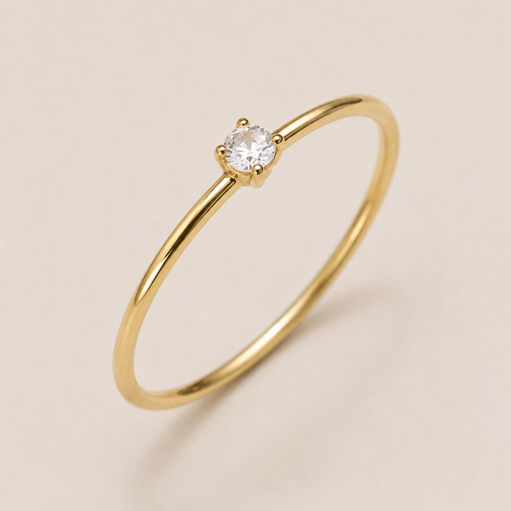 Delicate Round Zircon Ring — 925 Sterling Silver