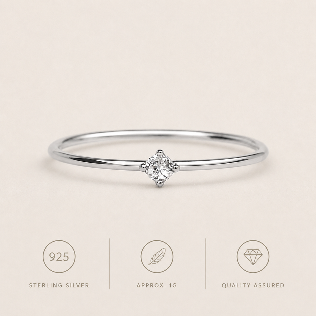 Delicate Round Zircon Ring — 925 Sterling Silver