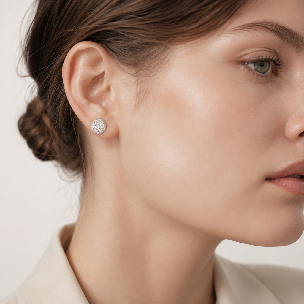 Lumière Pavé Ball Stud Earring