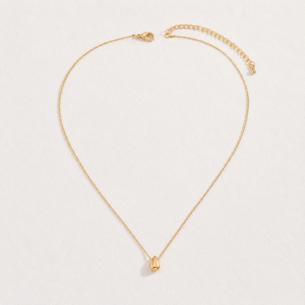 Minimalist Water Drop 18K Gold-Plated Stainless Steel Necklace
