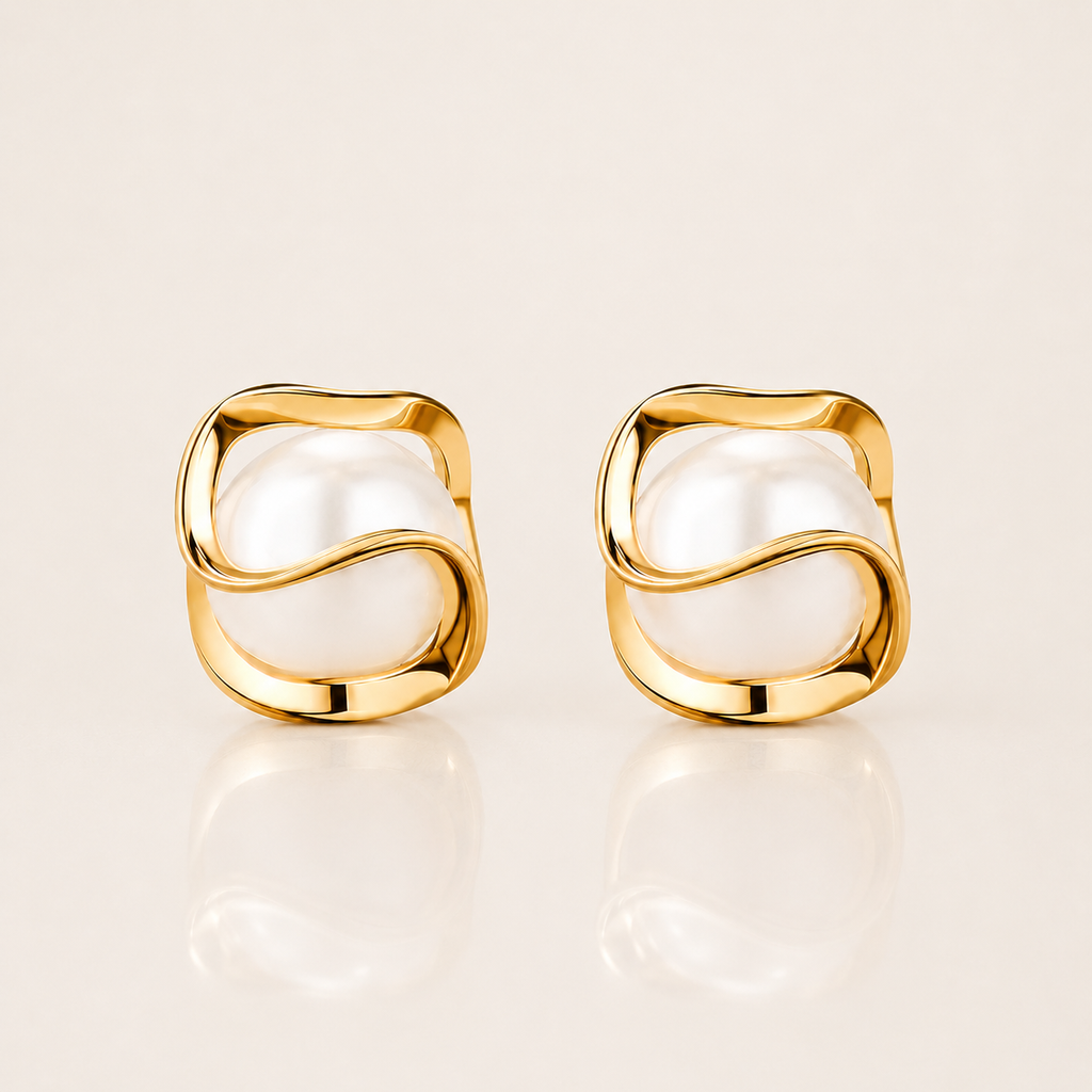 8 mm Freshwater Pearl Gold-Plated Stud Earrings