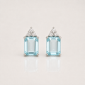 Light Blue Emerald-Cut Zircon Stud Earrings