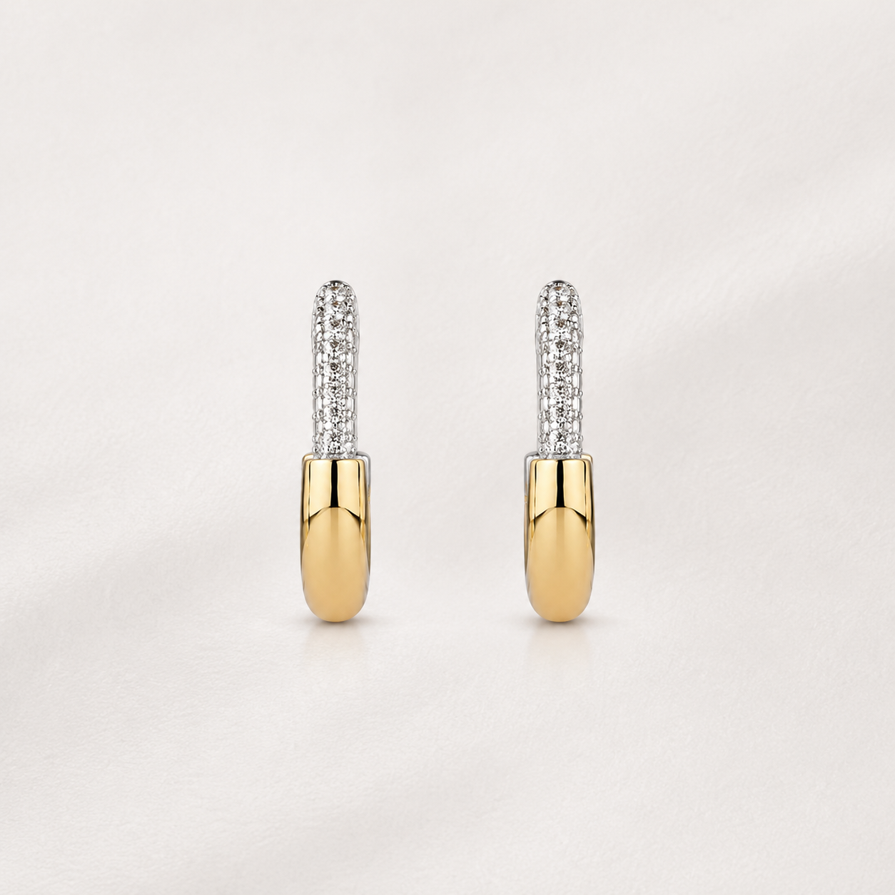 Two-Tone Zircon Huggie Hoops