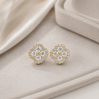 14K Gold Filled D Color Moissanite Four-Leaf Clover Stud Earrings