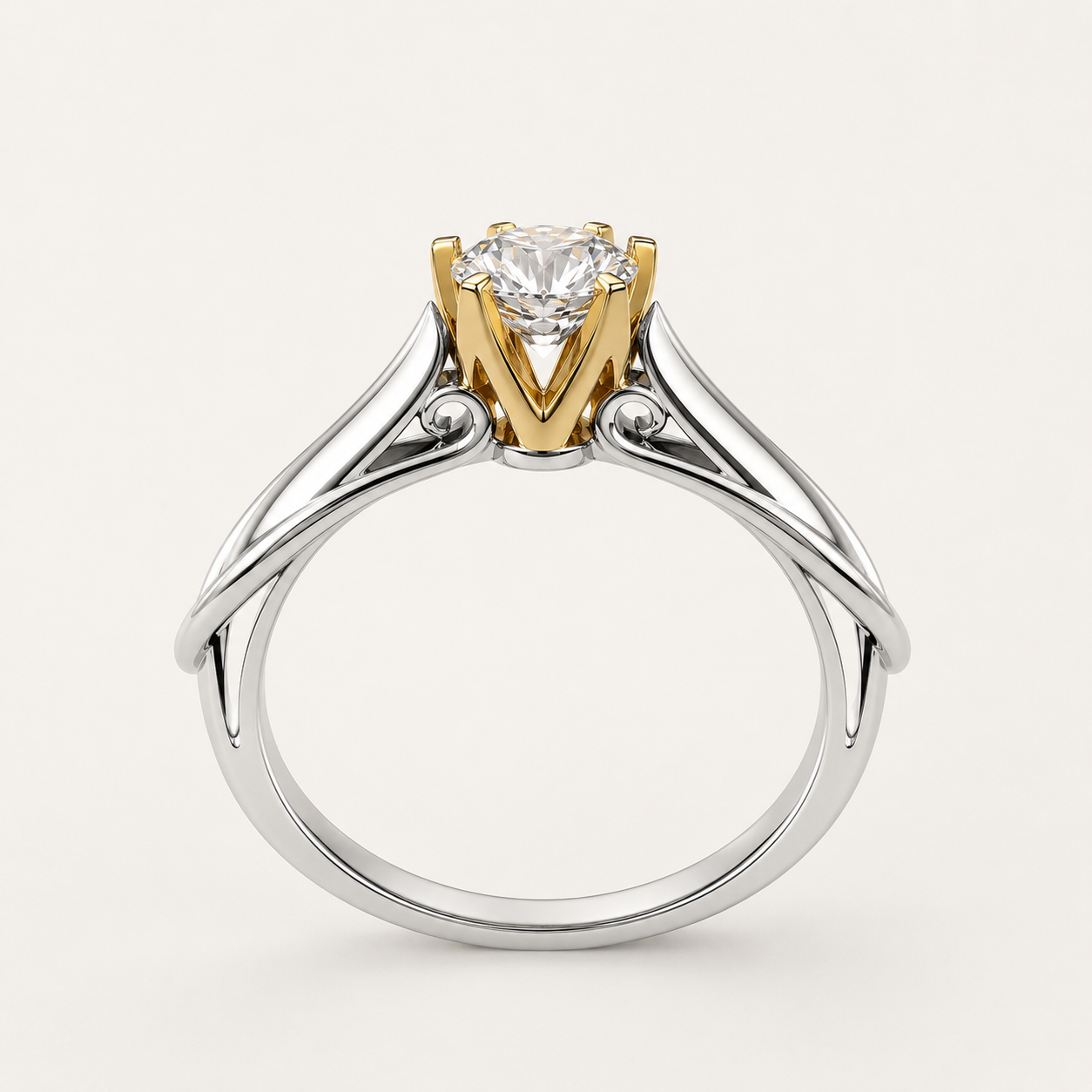 18K Gold-Plated Sterling Silver Solitaire Zircon Ring