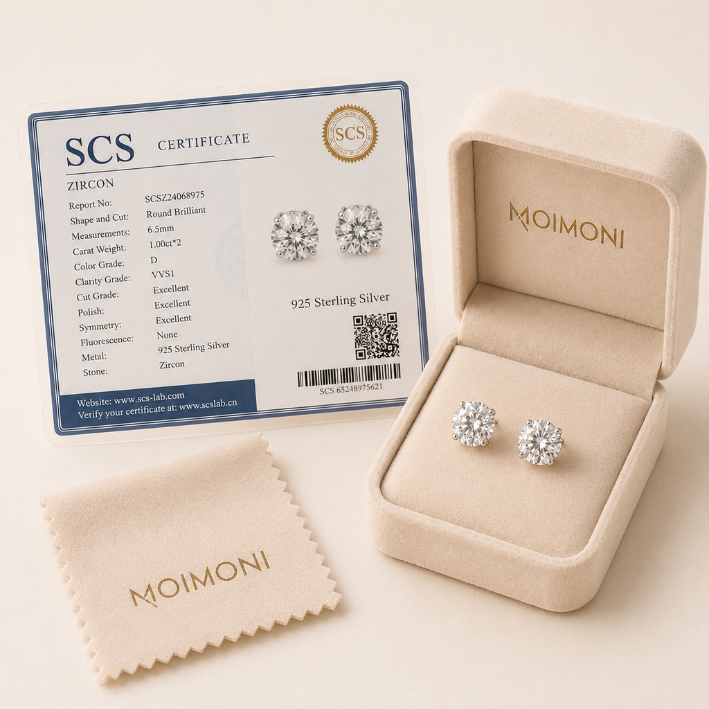 925 Sterling Silver CZ Crystal Stud Earrings