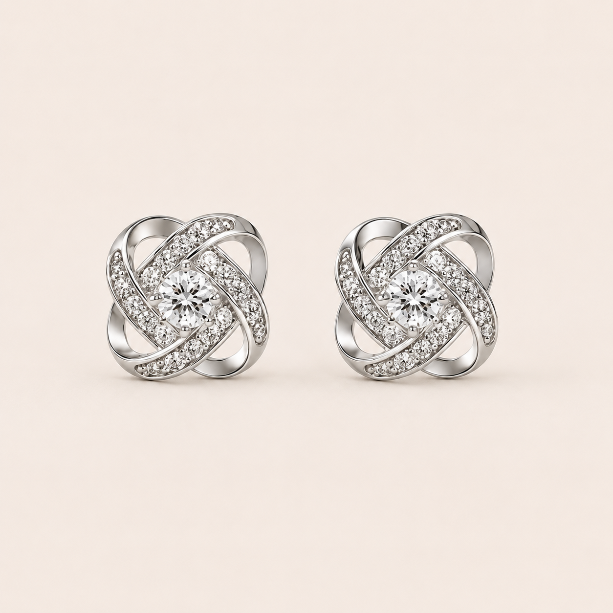 Knot of Light Zirconia Earrings