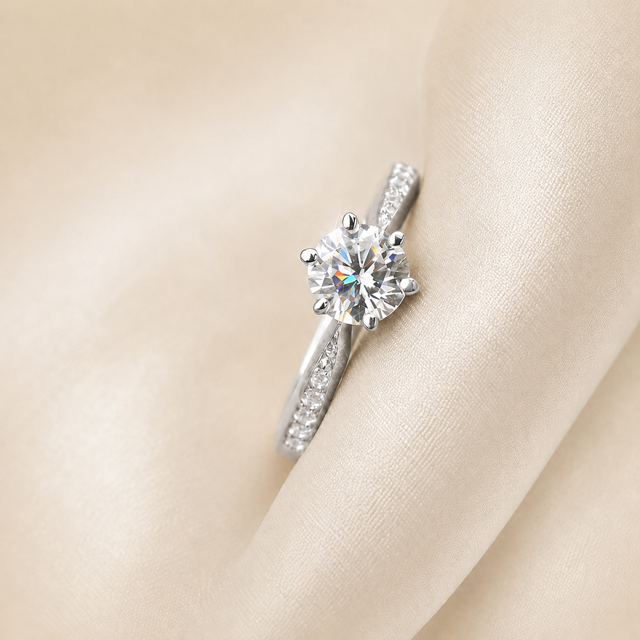 Sterling Silver 925 Solitaire Ring with Brilliant Centre Stone