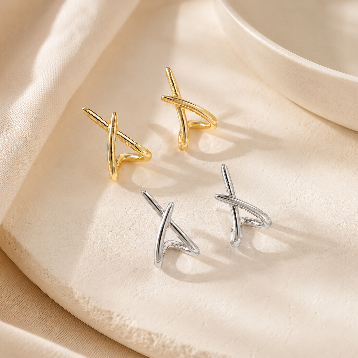 Celeste Geometric Gold Stud Earrings