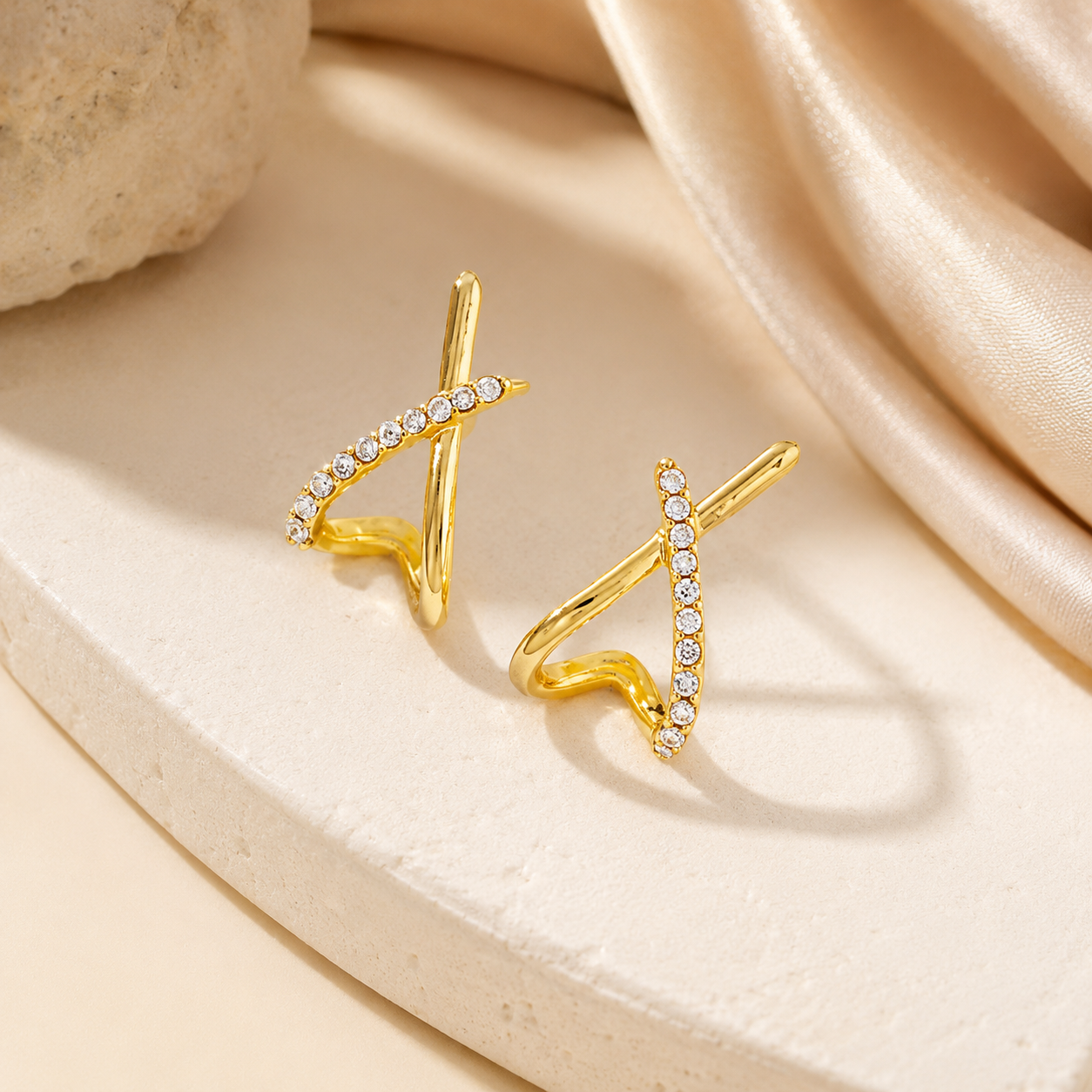 Celeste Geometric Gold Stud Earrings
