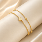 Elegant Pearl Heart Necklace & Bracelet Set