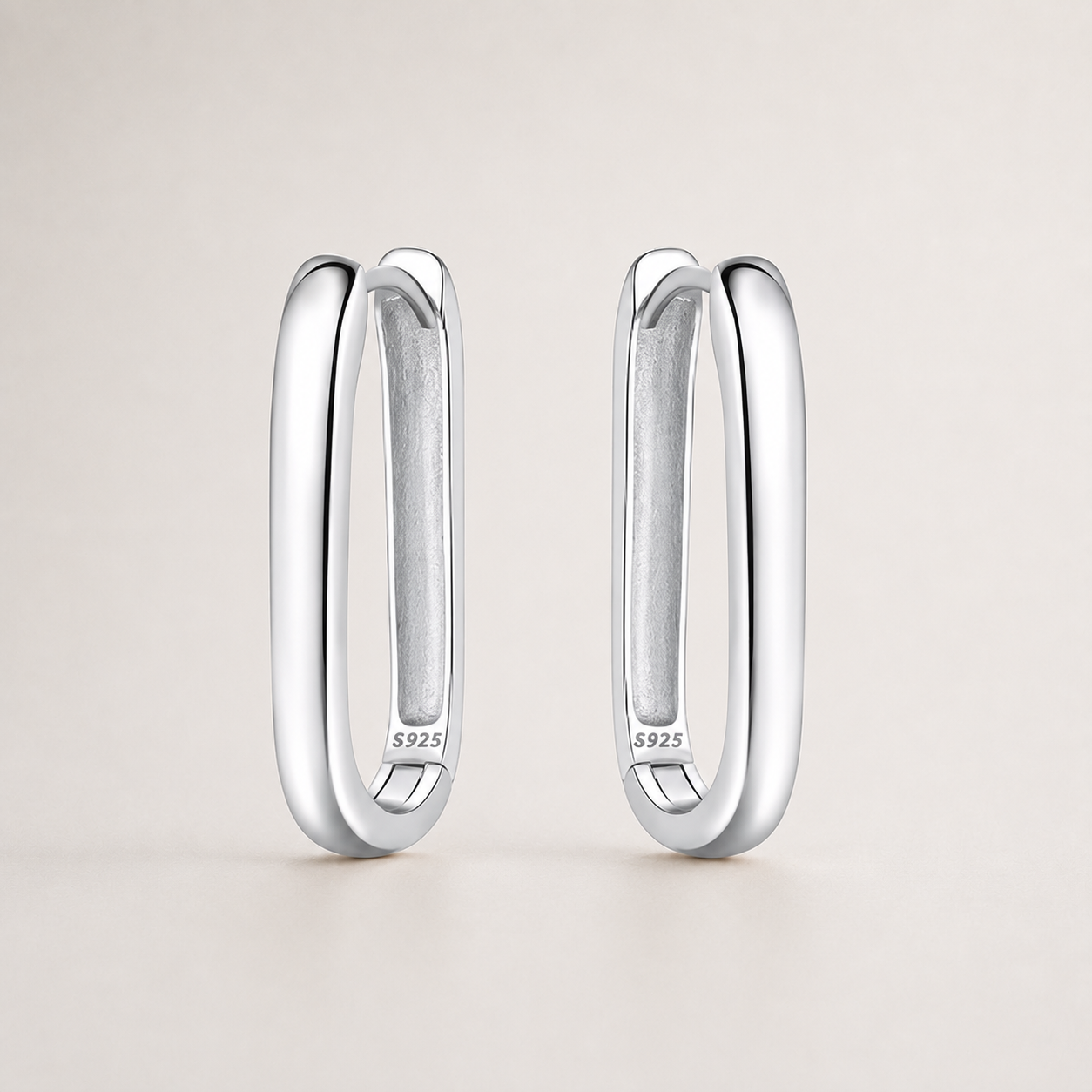 925 Sterling Silver Gold U-Shaped Hoop Earrings