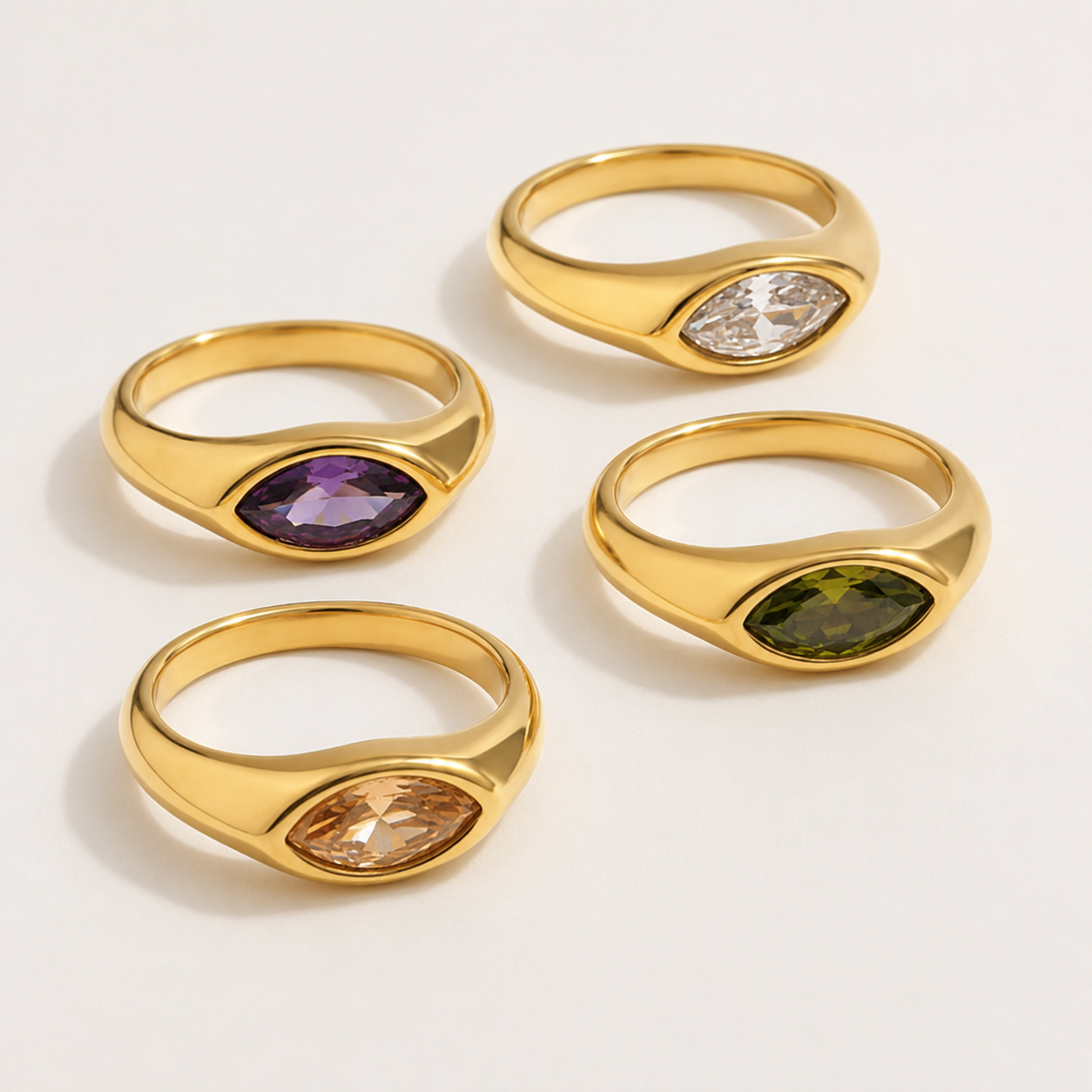 Colorful Zircon Eye Ring