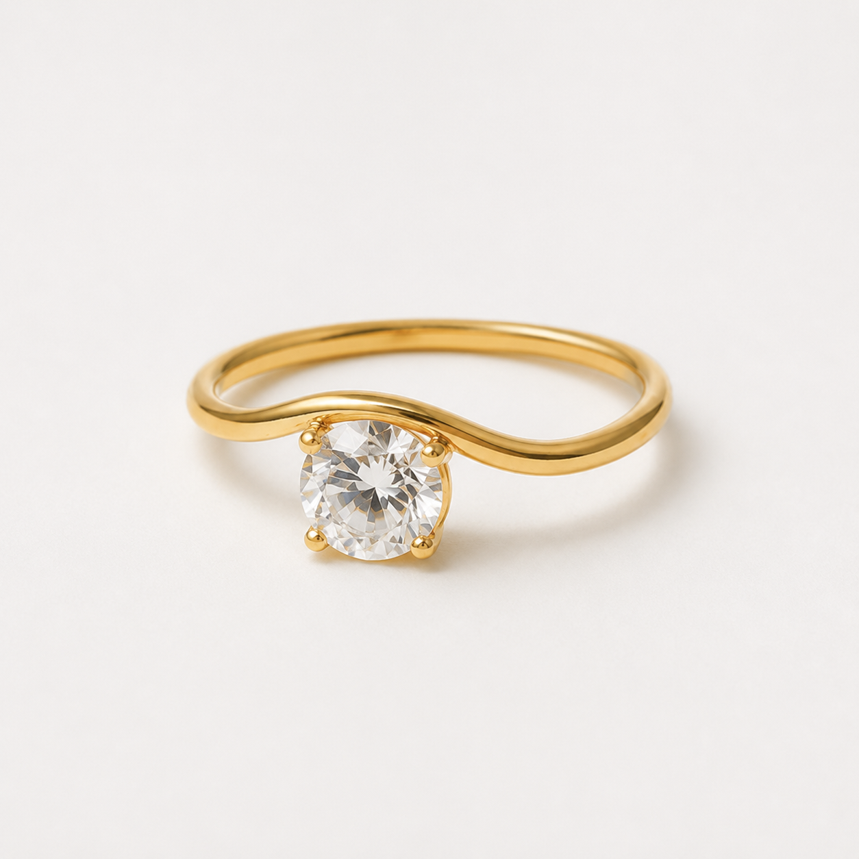 Elegant Wave Zircon Ring