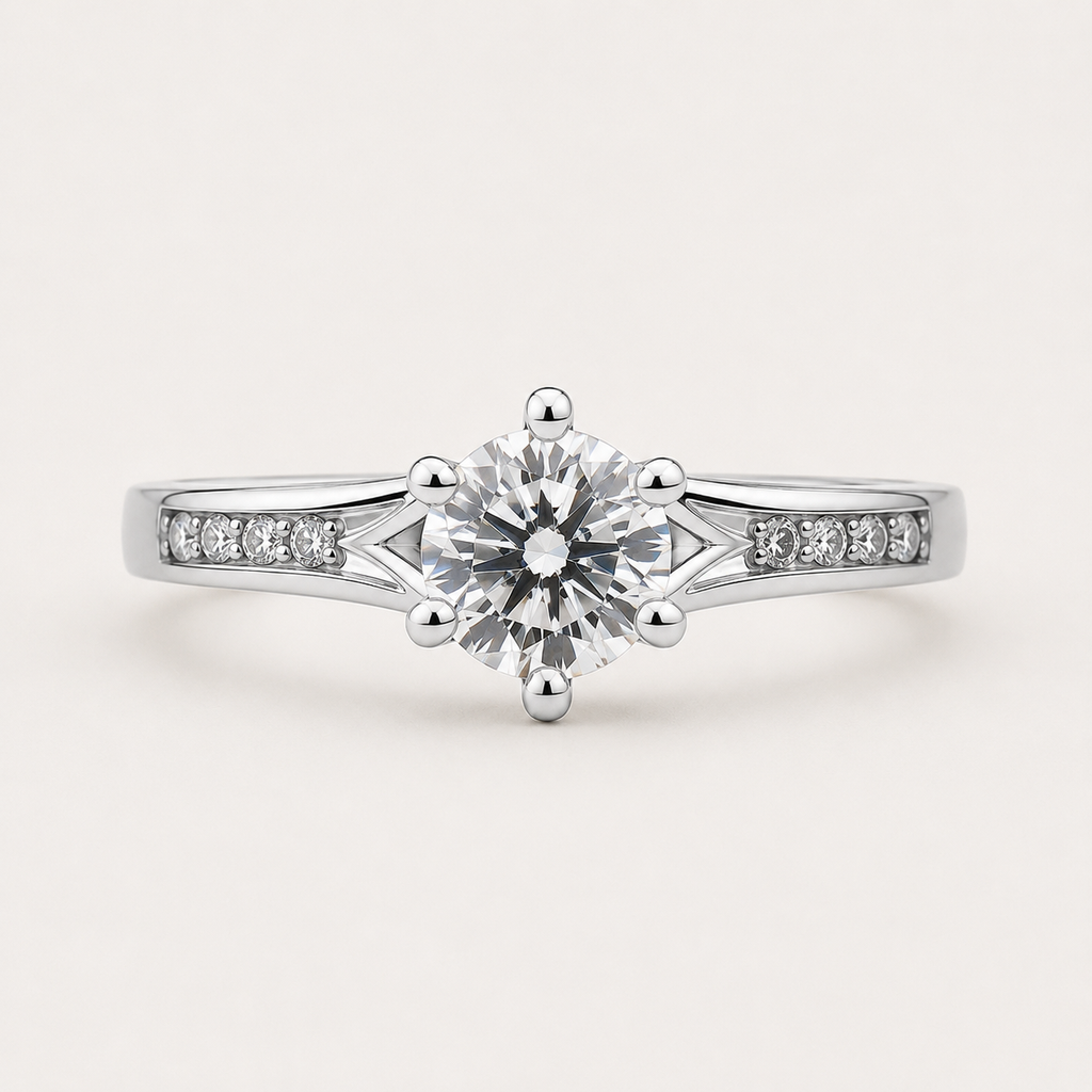 Solitärring aus 925er Sterlingsilber mit brillantem Mittelstein