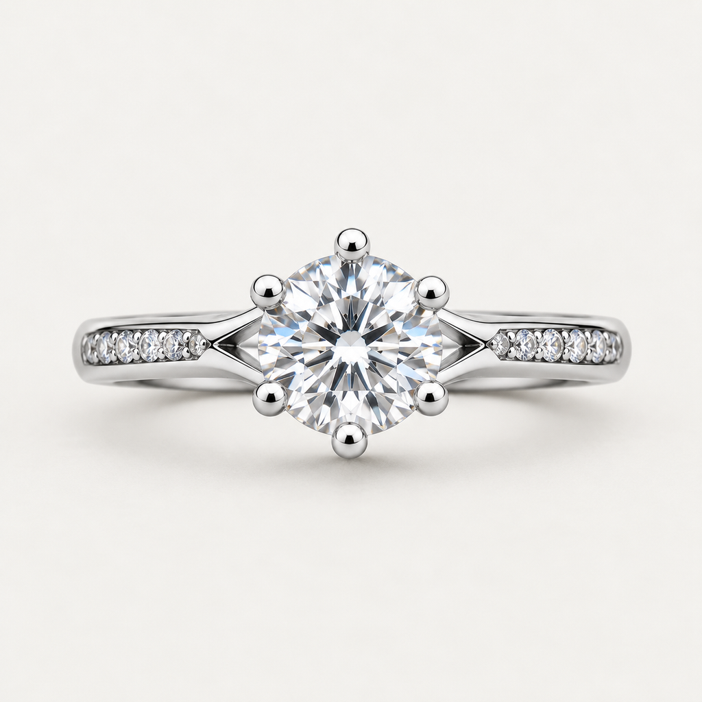 Solitärring aus 925er Sterlingsilber mit brillantem Mittelstein