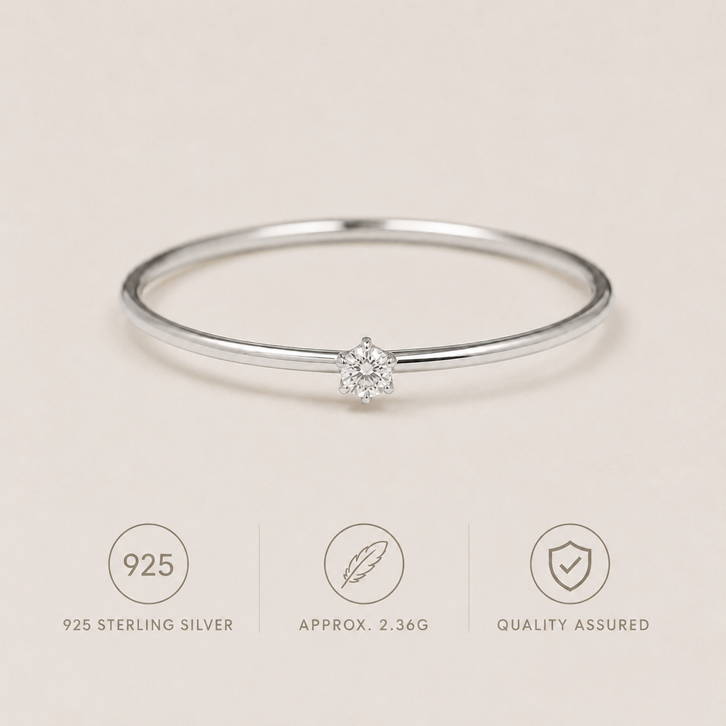 Delicate Solitaire Zircon Ring — 925 Sterling Silve