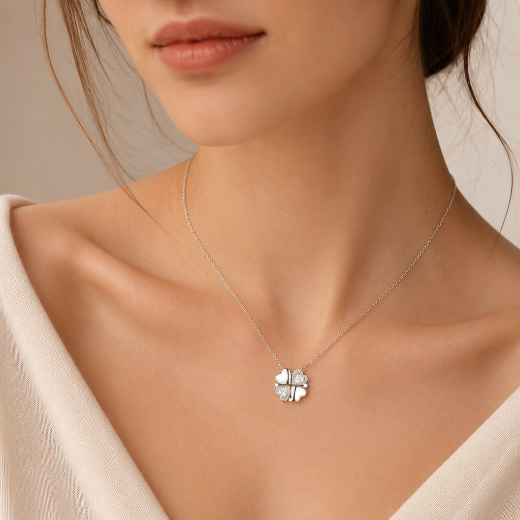 Trèfle Heart Necklace in Sterling Silver 92