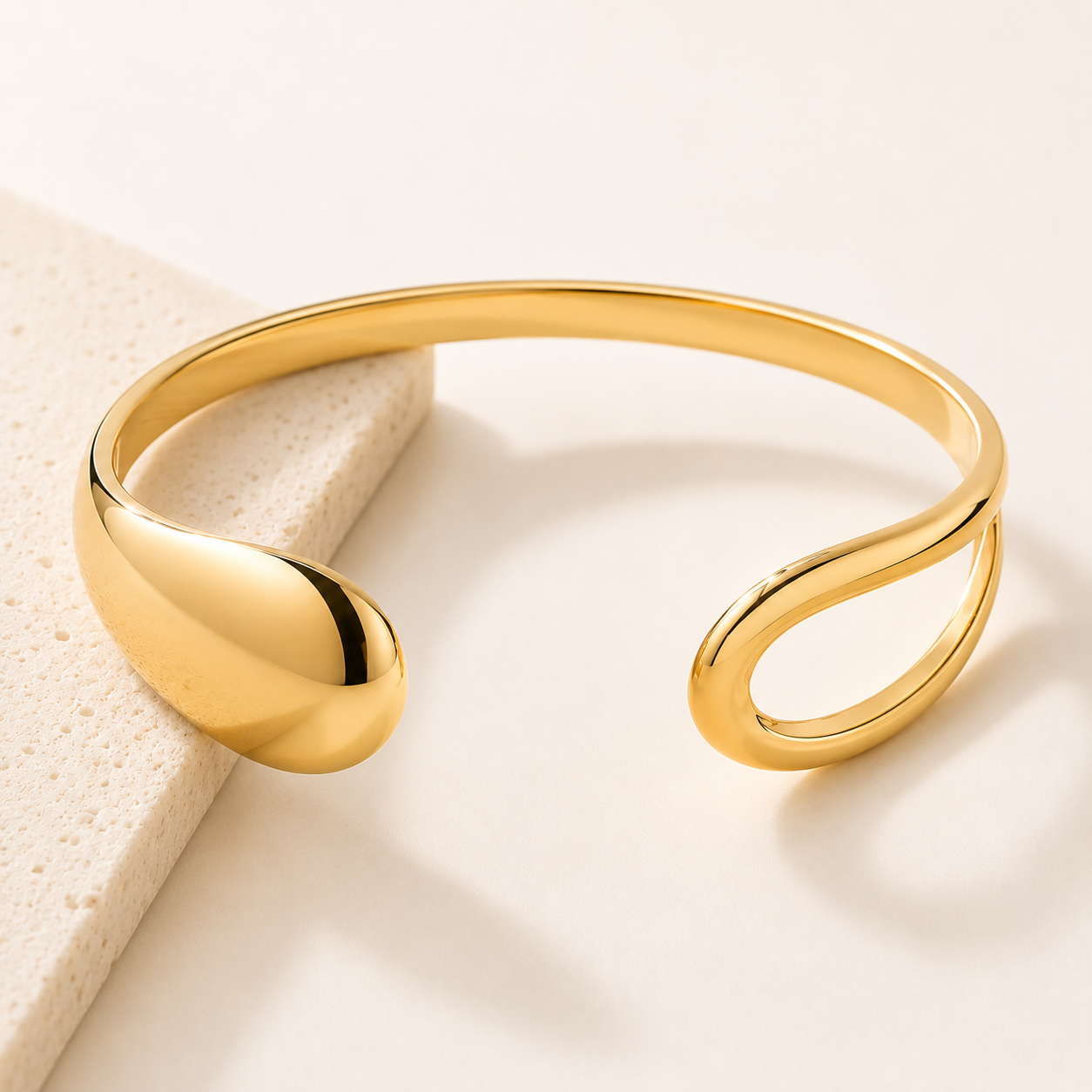 Gold Geometric Alloy Cuff Bracelet