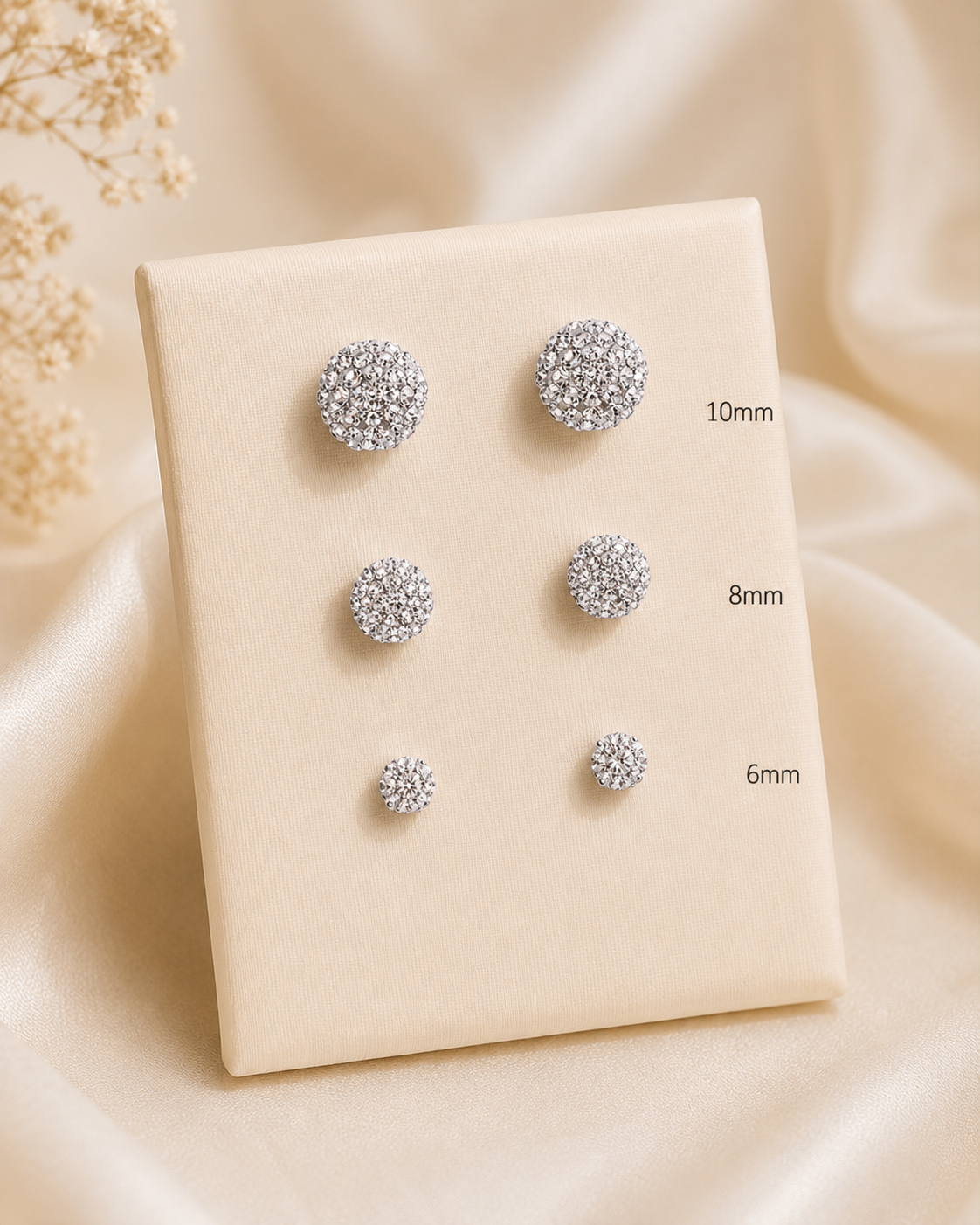 Crystal Ball Sterling Silver Stud Earrings