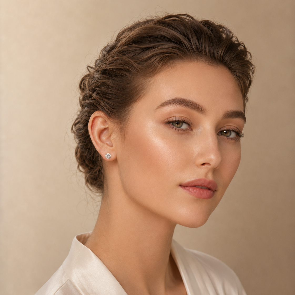 Crystal Ball Sterling Silver Stud Earrings