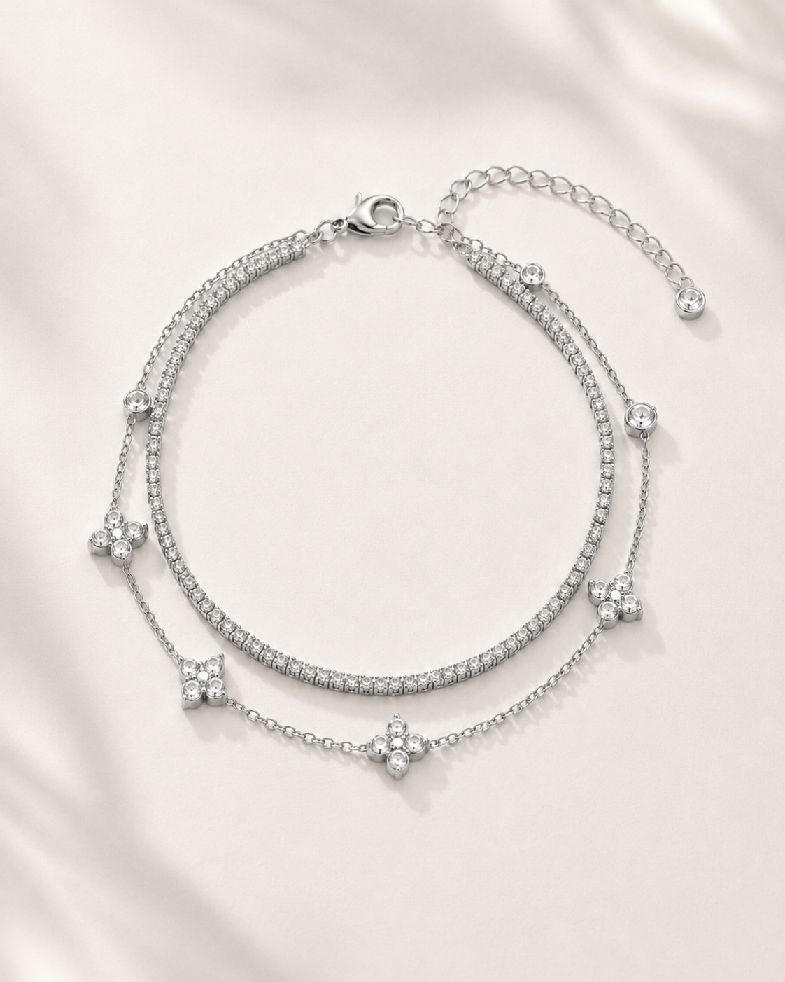 Gold Clover Riviera Anklet Set