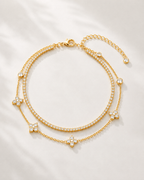 Gold Clover Riviera Anklet Set