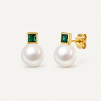 Azure Pearl Stud Earrings