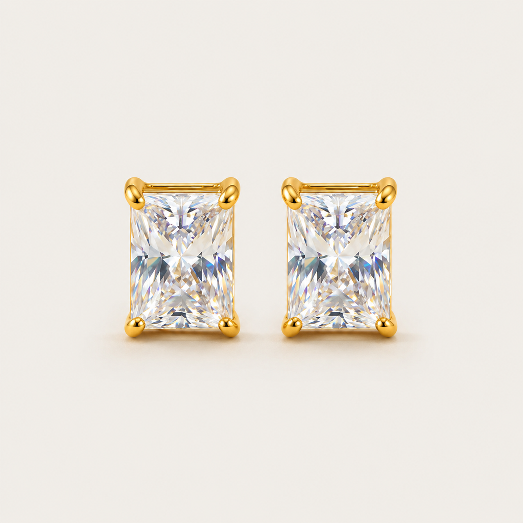 Clara Emerald-Cut Stud Earrings