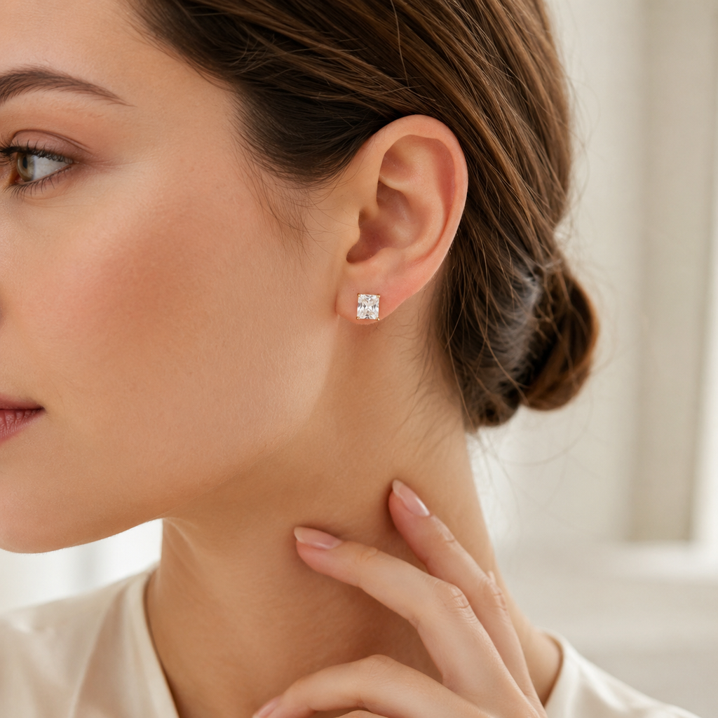 Clara Emerald-Cut Stud Earrings