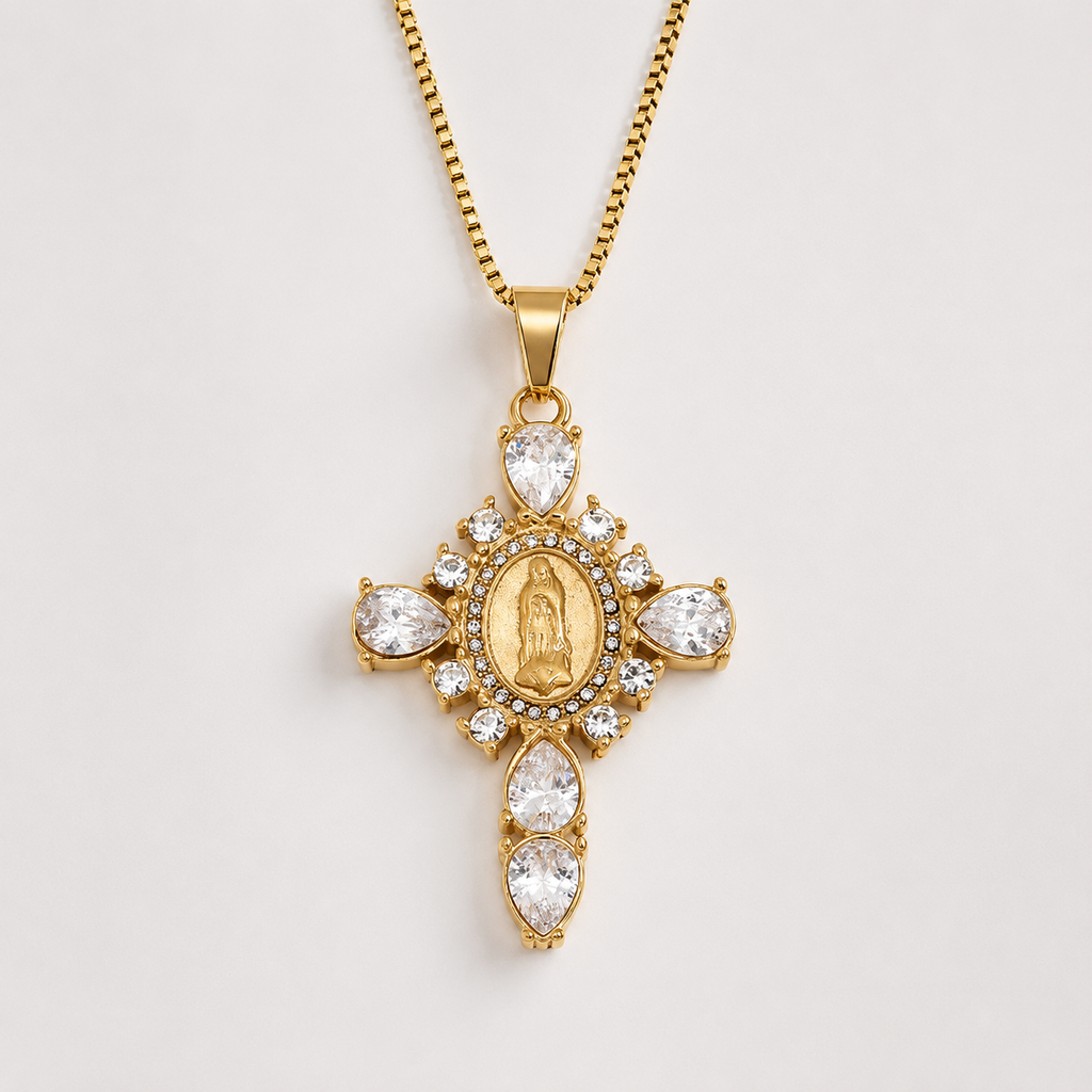 Elegante Zirkon-Kreuz-Halskette