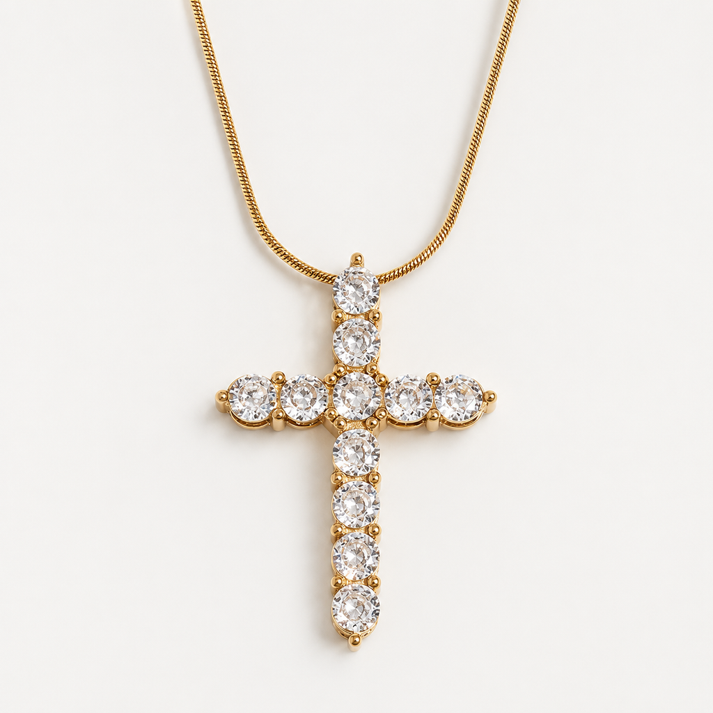 Elegante Zirkon-Kreuz-Halskette