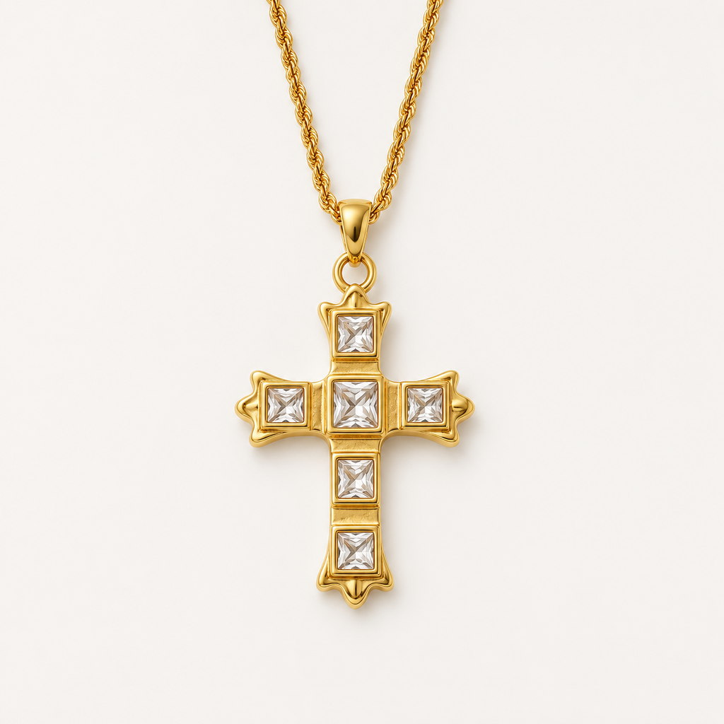 Elegante Zirkon-Kreuz-Halskette