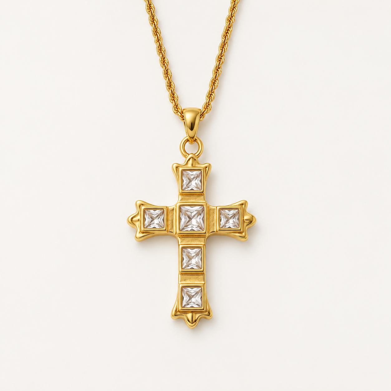 Elegante Zirkon-Kreuz-Halskette